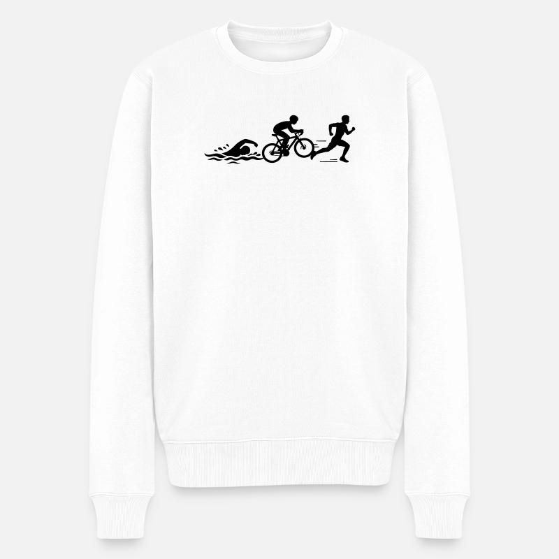 Triathlon Silhouette Sport - Männer Premium Bio Pullover - Weiß