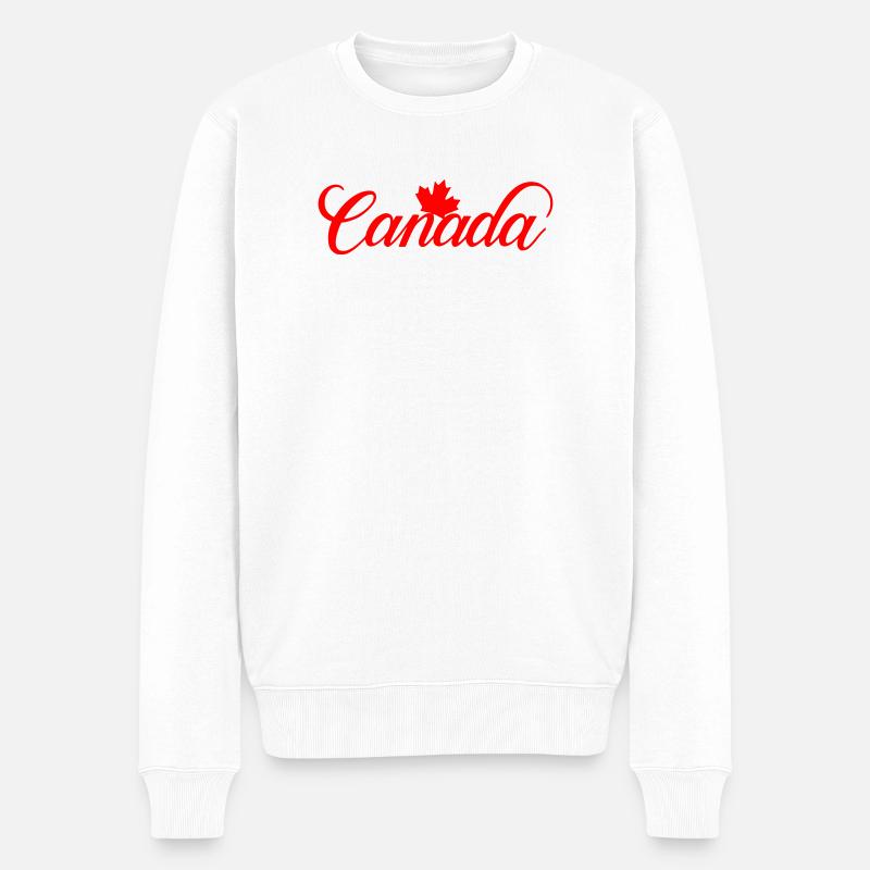 Lettrage canadien avec feuille d’érable - Pull Premium bio Homme - blanc