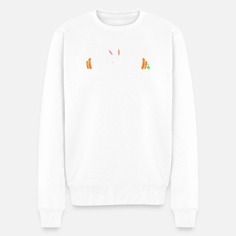Hase Karotten Hantel Gewichte - Männer Premium Bio Pullover - Weiß