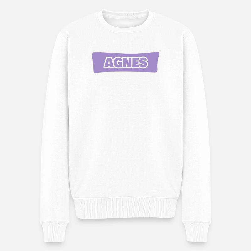 AGNES Typographe-Lavender - Pull Premium bio Homme - blanc
