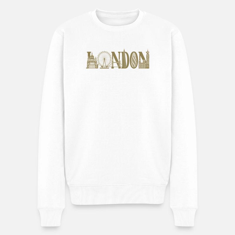 Londres Royaume-Uni, Angleterre Silhouette - Pull Premium bio Homme - blanc