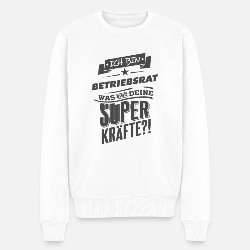 NEU Superpower Betriebsrat RAHMENLOS Geschenk - Männer Premium Bio Pullover - Weiß
