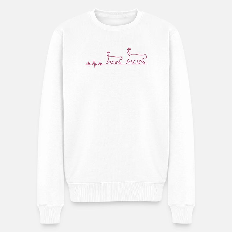 ekg katze - Männer Premium Bio Pullover - Weiß