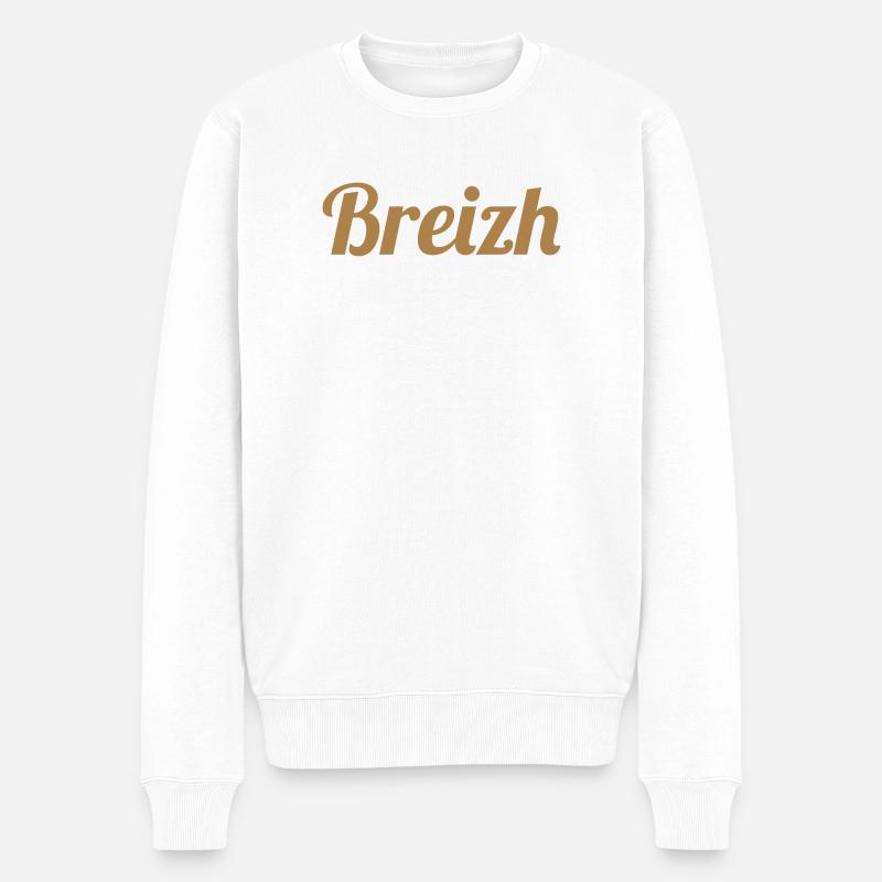 Bretagne - Breizh - BZH - Männer Premium Bio Pullover - Weiß