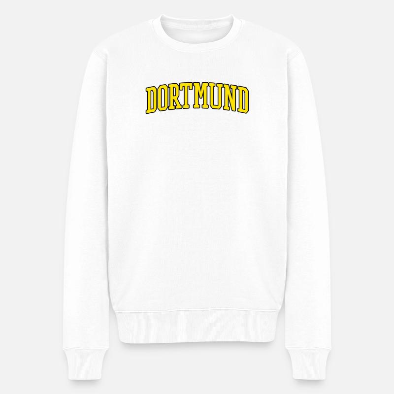 Dortmund Schriftzug Gelb Schwarz - Männer Premium Bio Pullover - Weiß