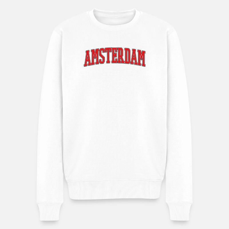 Collection de polices Amsterdam Block - Pull Premium bio Homme - blanc