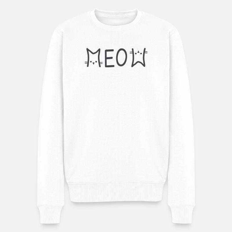 Meow chat chat chat amoureux - Pull Premium bio Homme - blanc