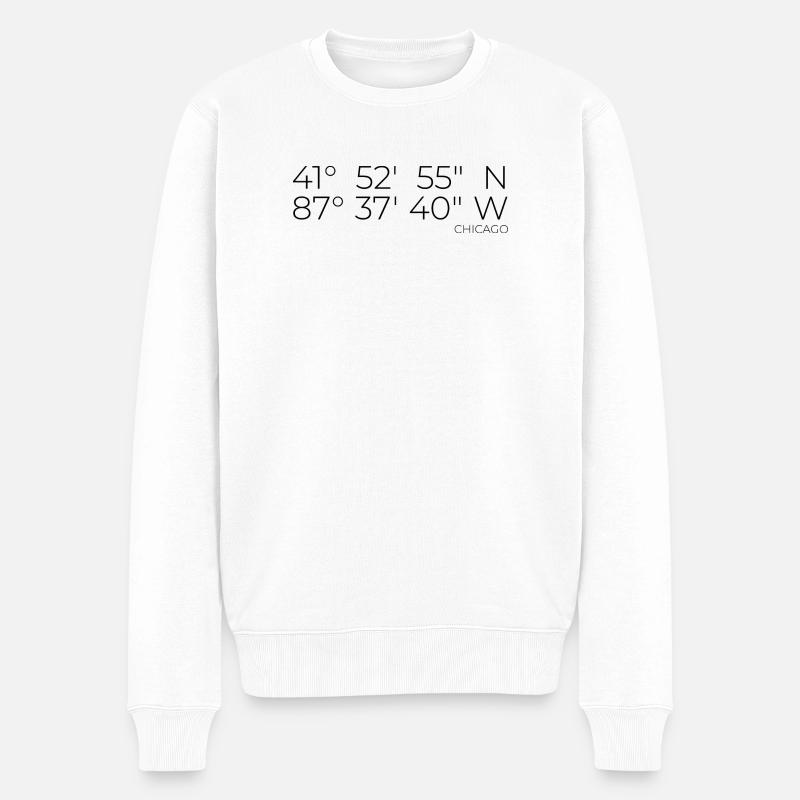 Koordinaten Chicago - Männer Premium Bio Pullover - Weiß