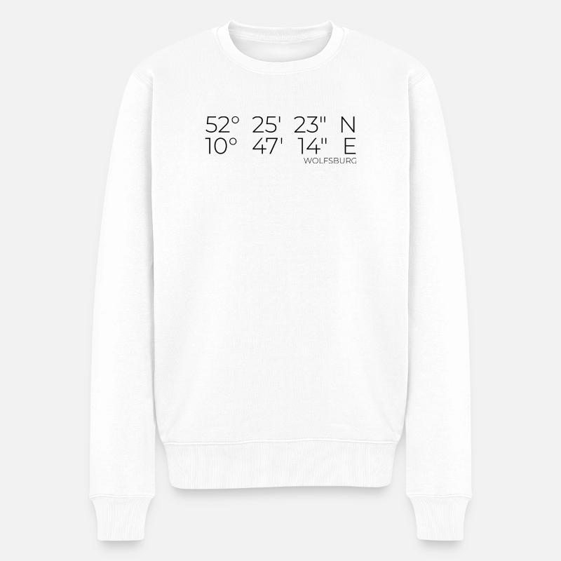 Koordinaten Wolfsburg - Männer Premium Bio Pullover - Weiß