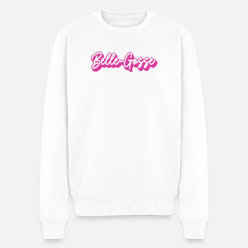 Belle Gosse Script Rose - Pull Premium bio Homme - blanc