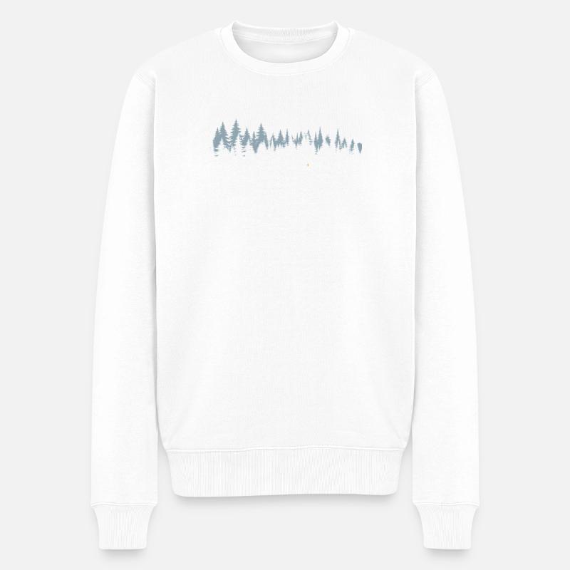 Gelassener Wald Silhouette Illustration - Männer Premium Bio Pullover - Weiß