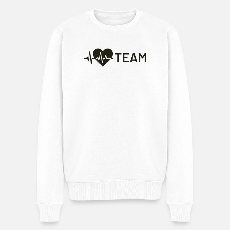 Herz-Wellensymbol mit Teamtext - Männer Premium Bio Pullover - Weiß