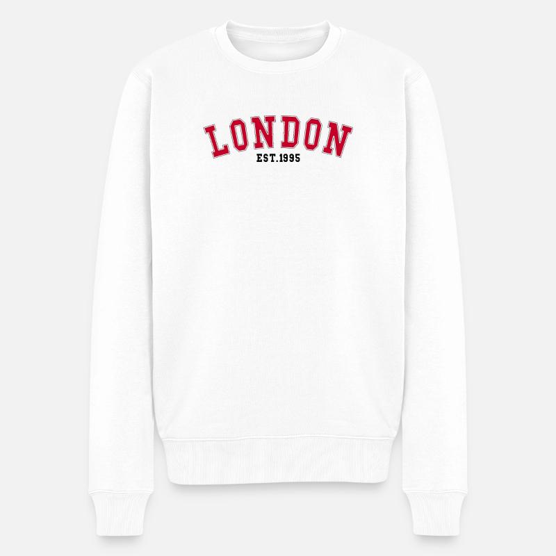 LONDON_EST_1995 - Männer Premium Bio Pullover - Weiß