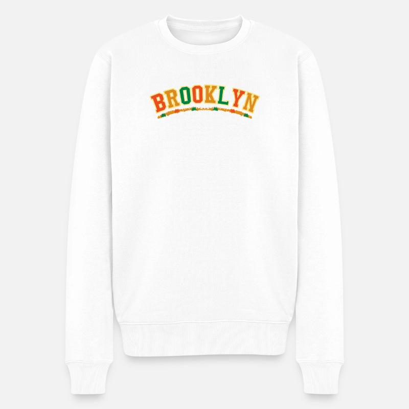 Brooklyn Varsity Bow Emblem - Männer Premium Bio Pullover - Weiß
