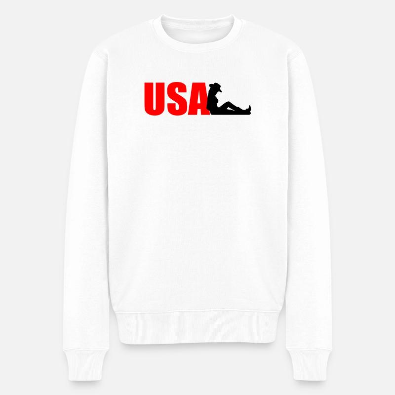 USA - Männer Premium Bio Pullover - Weiß