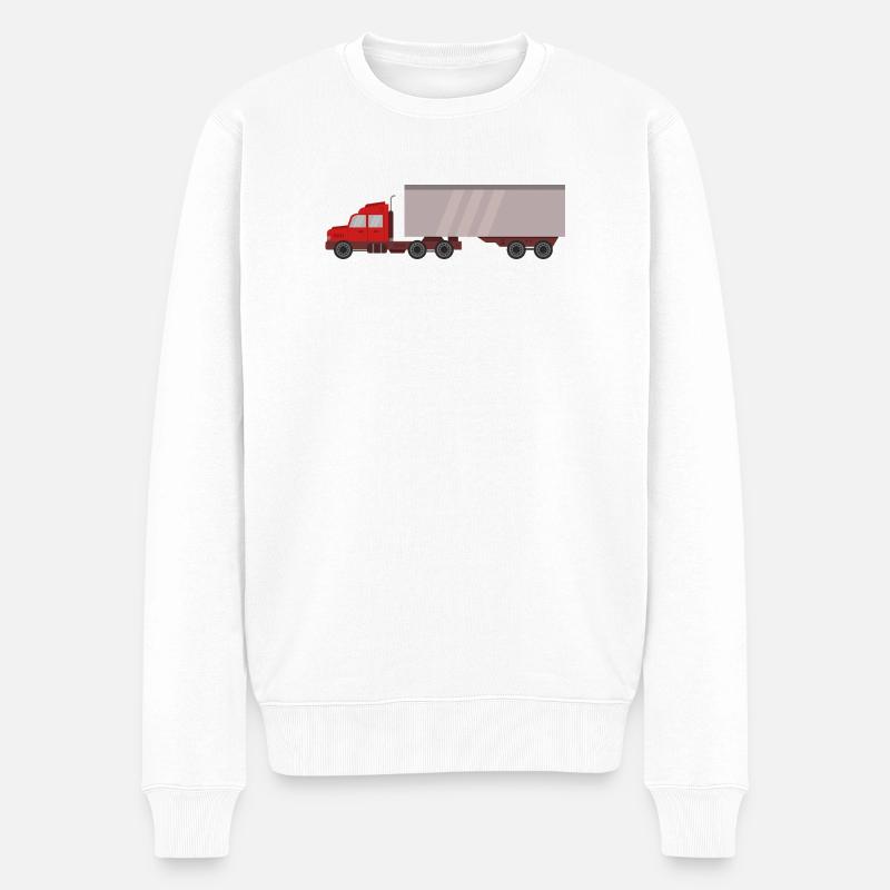 Container-LKW - Männer Premium Bio Pullover - Weiß