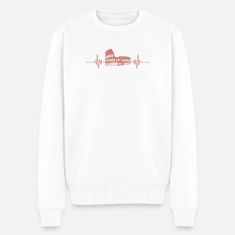 Kolosseum Herzschlag Muster - Männer Premium Bio Pullover - Weiß