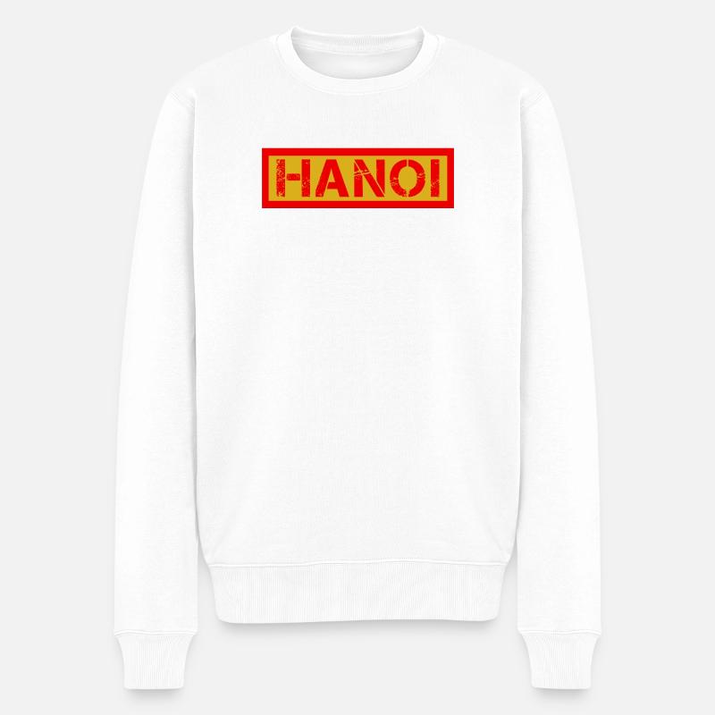 I-HANOI Verwittertes Logo - Männer Premium Bio Pullover - Weiß