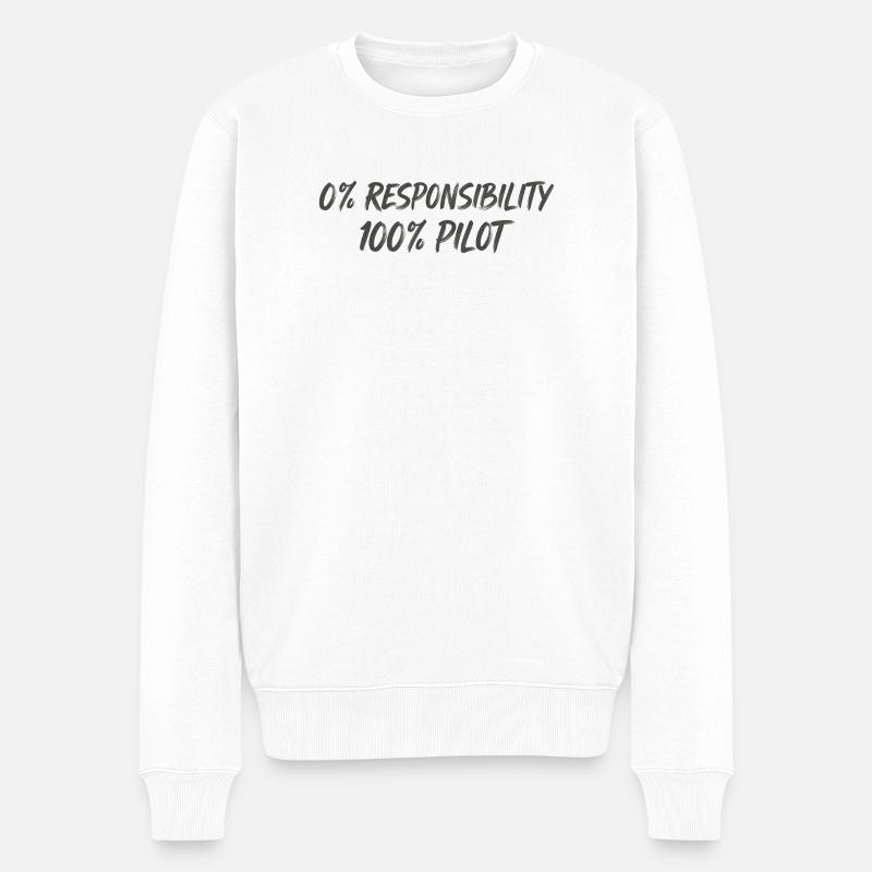 0% Verantwortung 100% Pilot - Männer Premium Bio Pullover - Weiß