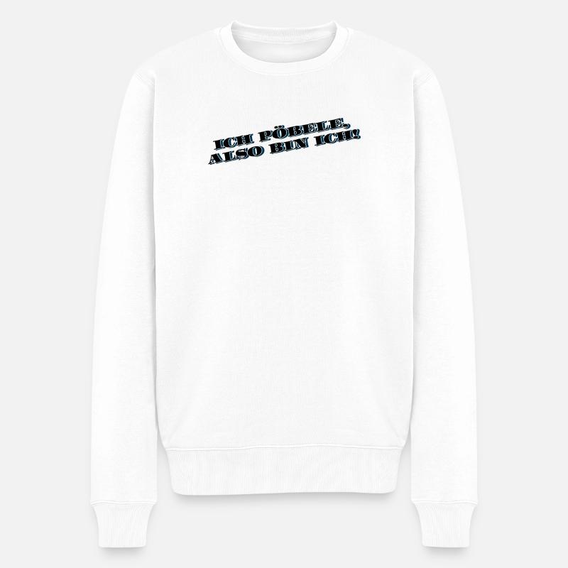 Was willste von mir? Geblieben um zu pöbeln - Männer Premium Bio Pullover - Weiß