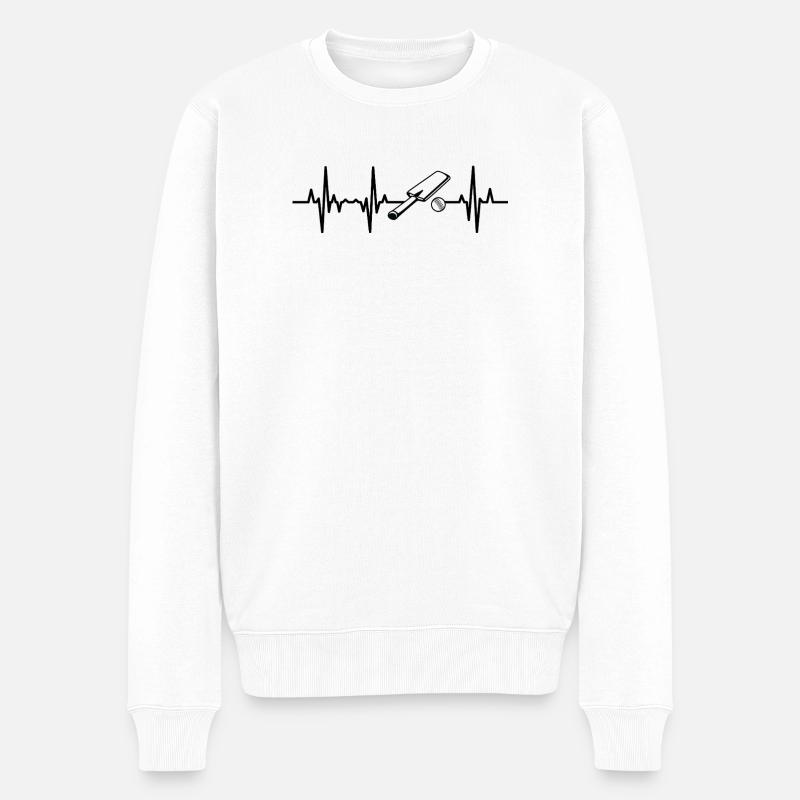 Cricket EKG Herzlinie - Männer Premium Bio Pullover - Weiß