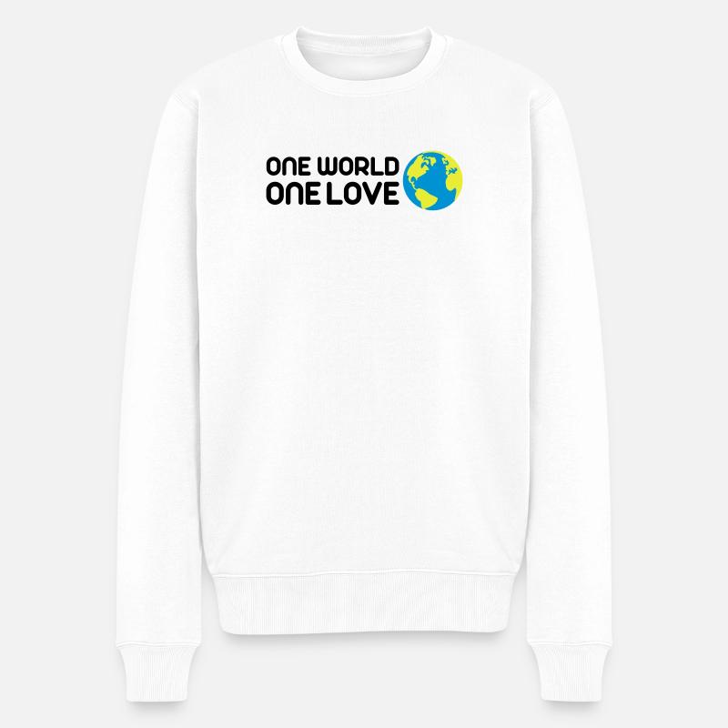 One World One Love - Pull Premium bio Homme - blanc