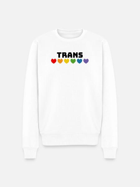 Rainbow heart trans black - Men's Premium Organic Jumper - white