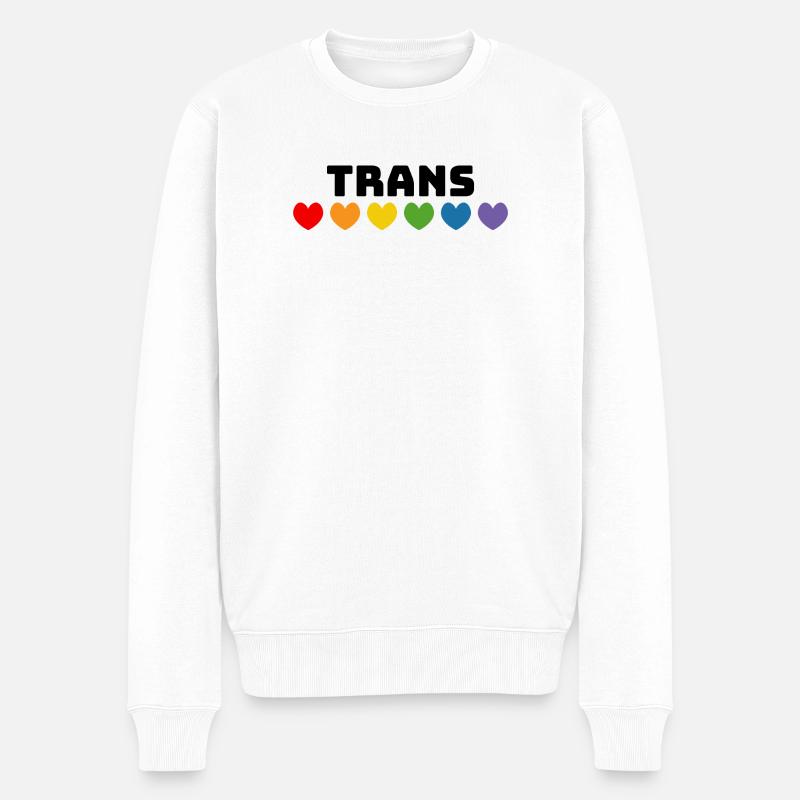 Cœur arc-en-ciel trans noir - Pull Premium bio Homme - blanc