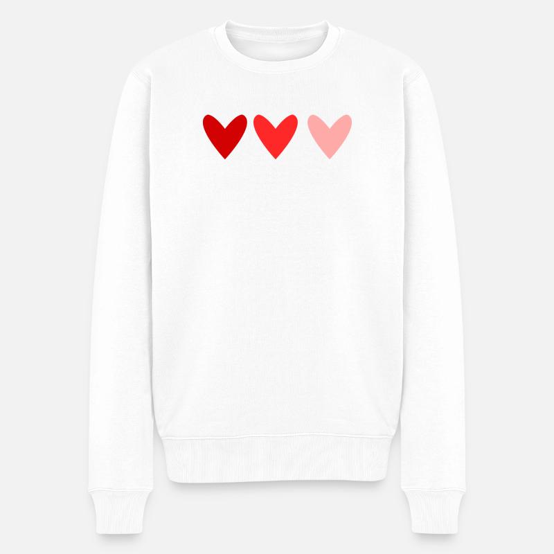 HERZ. HERZ. HERZ. VATERTAG. VALENTINSTAG - Männer Premium Bio Pullover - Weiß