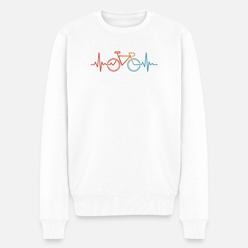 Rythme cardiaque du cyclisme - Pull Premium bio Homme - blanc