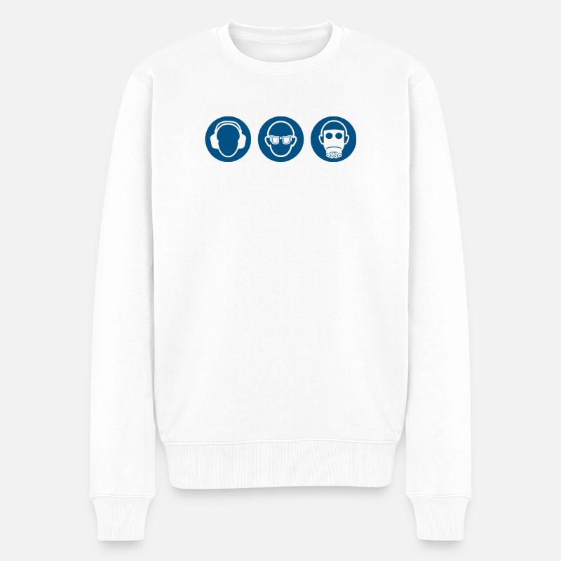 Drei Affen - nichts hören, sehen, sagen - Männer Premium Bio Pullover - Weiß