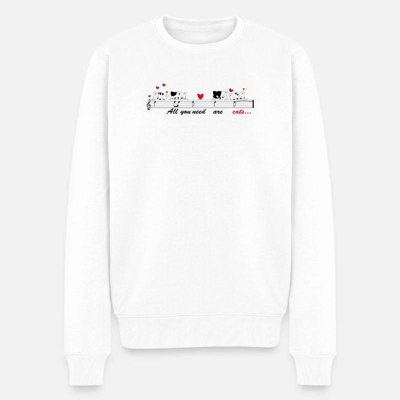 Singende Katzen mit Melodie f. helle Kleidung - Männer Premium Bio Pullover - Weiß