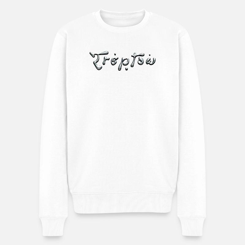 Treptow Liquid Chrome Typography - Männer Premium Bio Pullover - Weiß