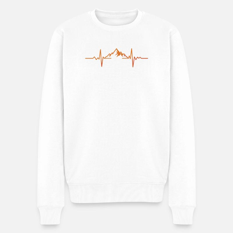 Herzschlag Berge Gebirge - Männer Premium Bio Pullover - Weiß