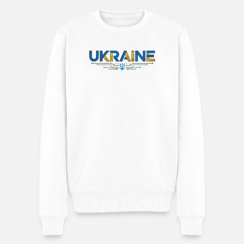 Circuit Ukraine Typografie - Männer Premium Bio Pullover - Weiß