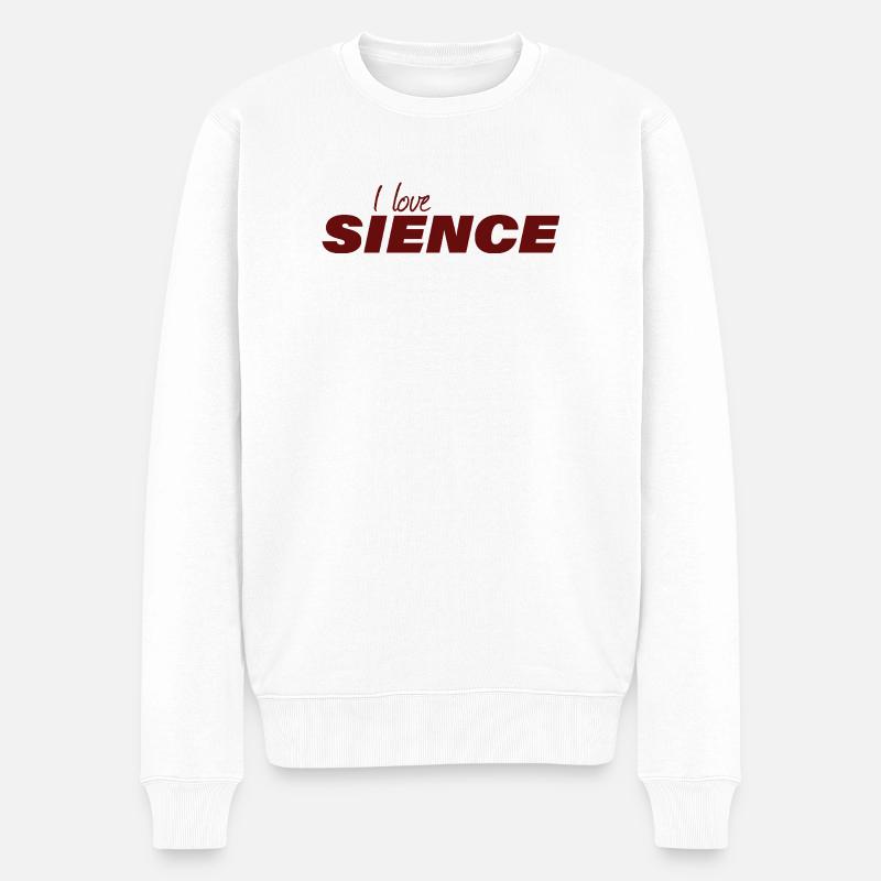 I LOVE SCIENCE - Männer Premium Bio Pullover - Weiß