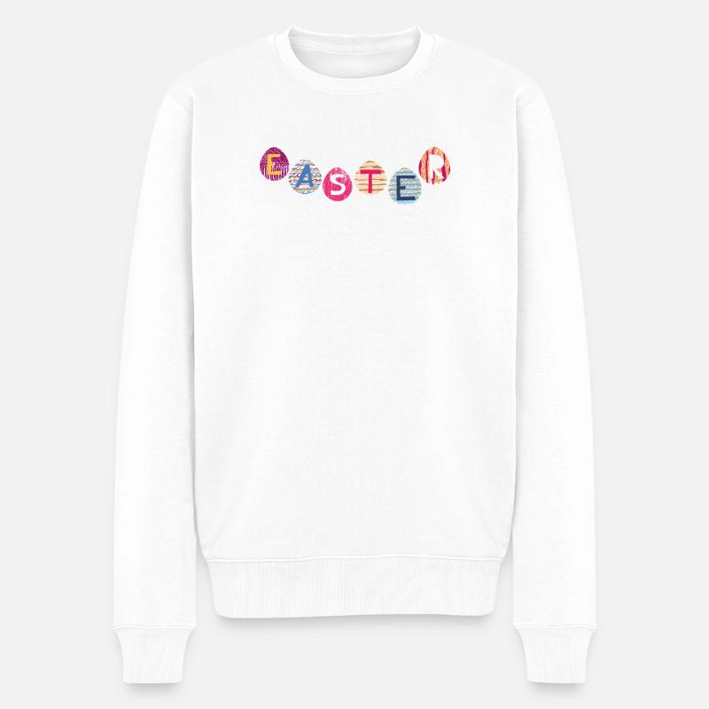 Osterbuchstaben auf bunten Eiern - Männer Premium Bio Pullover - Weiß