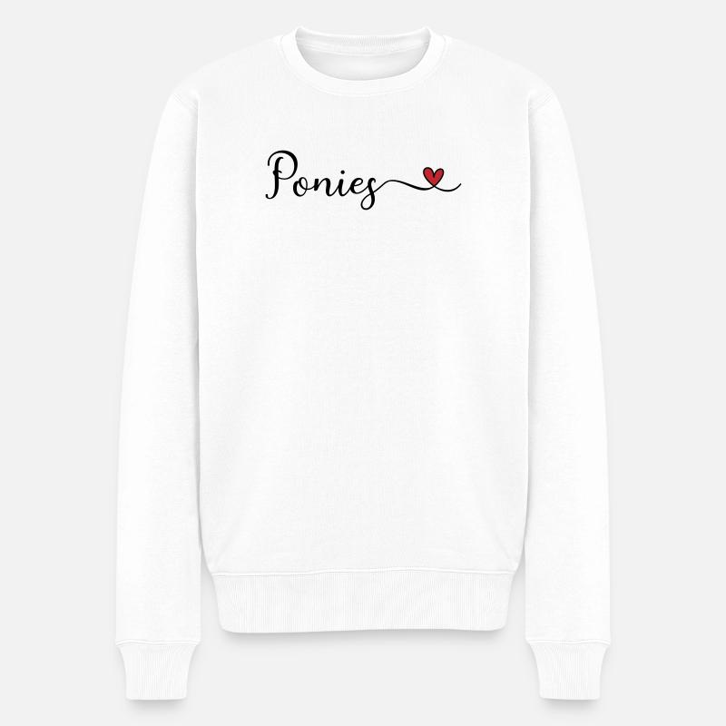 Ponies - Männer Premium Bio Pullover - Weiß