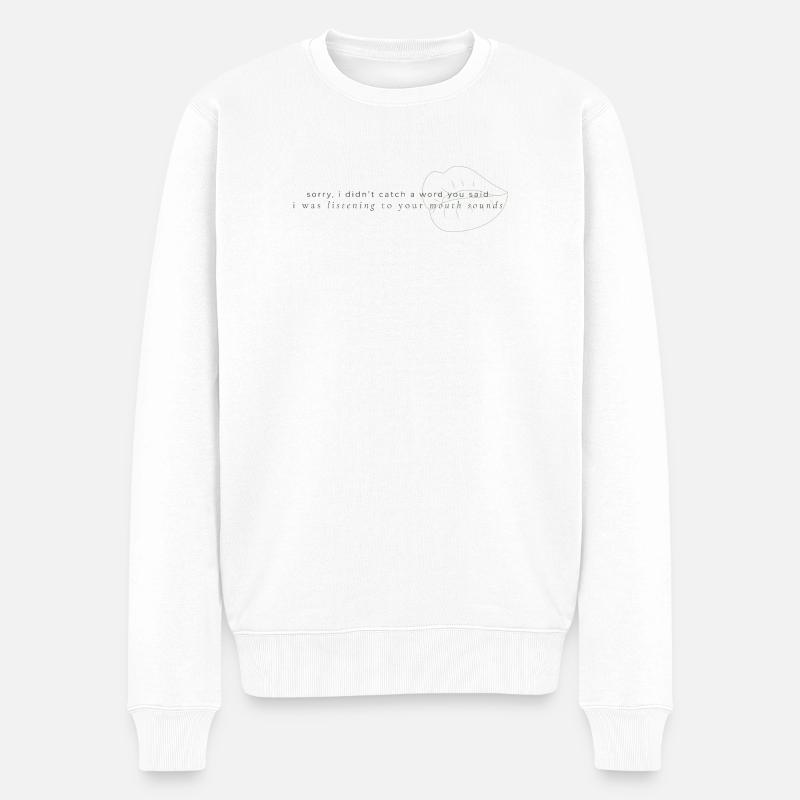 ASMR Mouth Sounds - Männer Premium Bio Pullover - Weiß