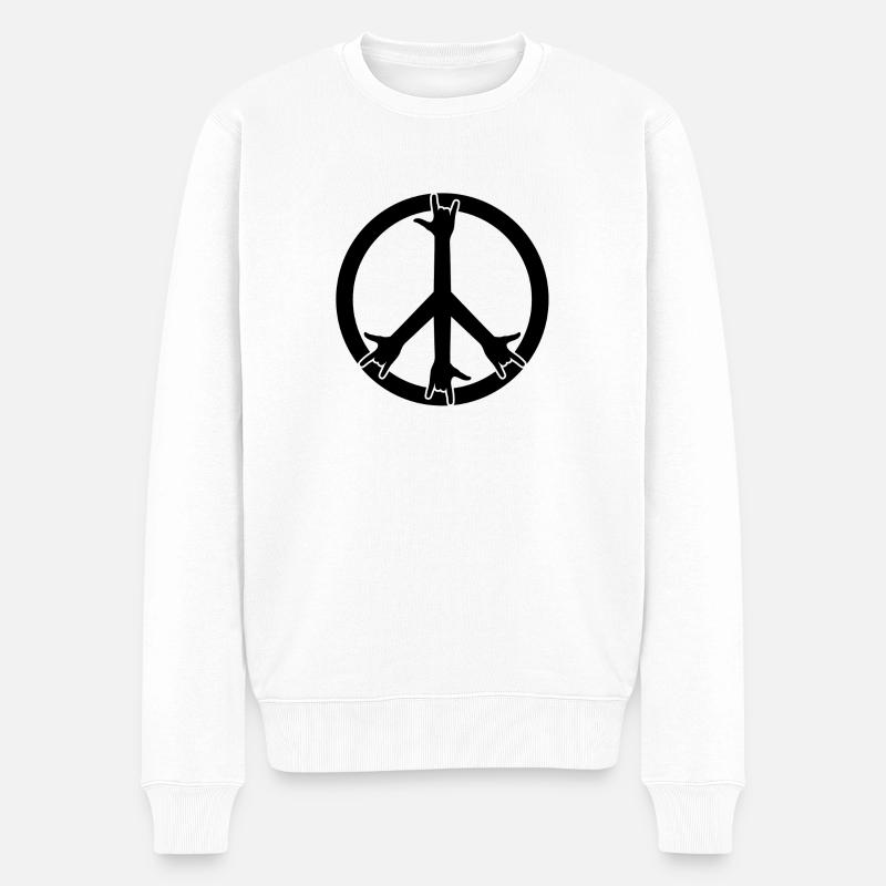 Frieden und Rock! - Männer Premium Bio Pullover - Weiß