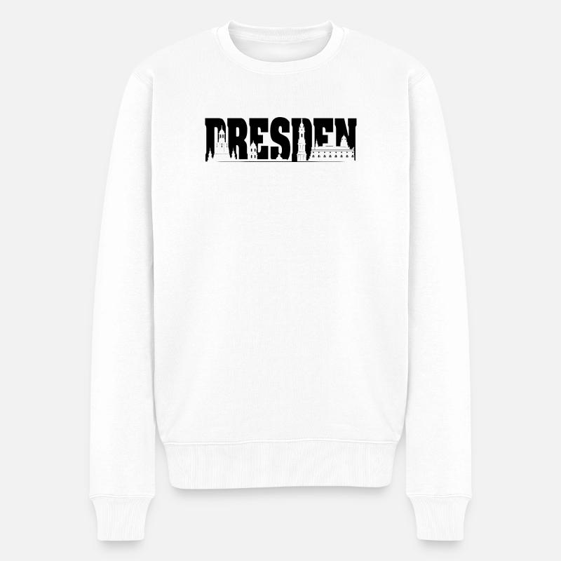 dresden skyline symbol frauenkirche logo - Männer Premium Bio Pullover - Weiß