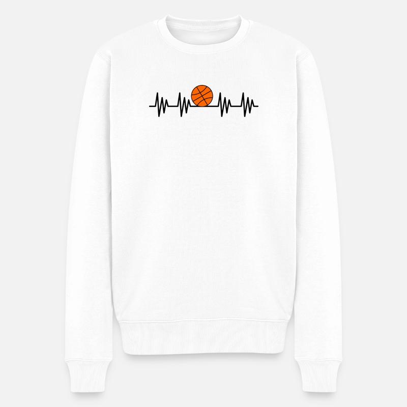 Heartbeat Basketball Sport Ball Korb Geschenkidee - Männer Premium Bio Pullover - Weiß