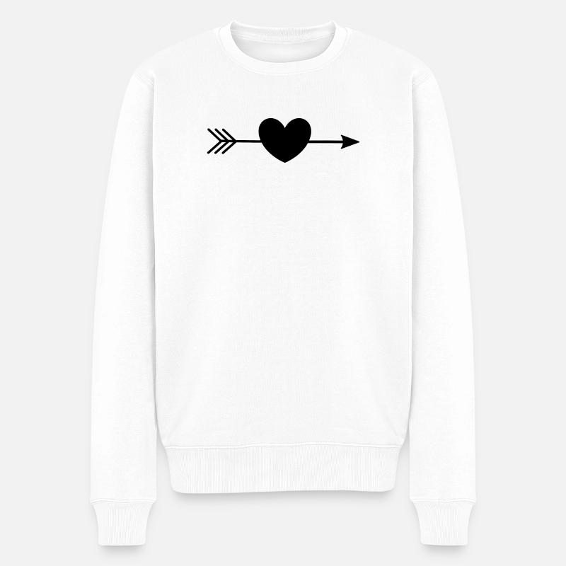 Schwarzes Herz Geschenk - Männer Premium Bio Pullover - Weiß