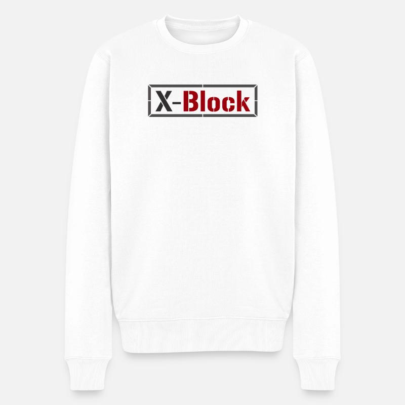 Abstrakter Geometrie-Print in Erdtönen - Männer Premium Bio Pullover - Weiß