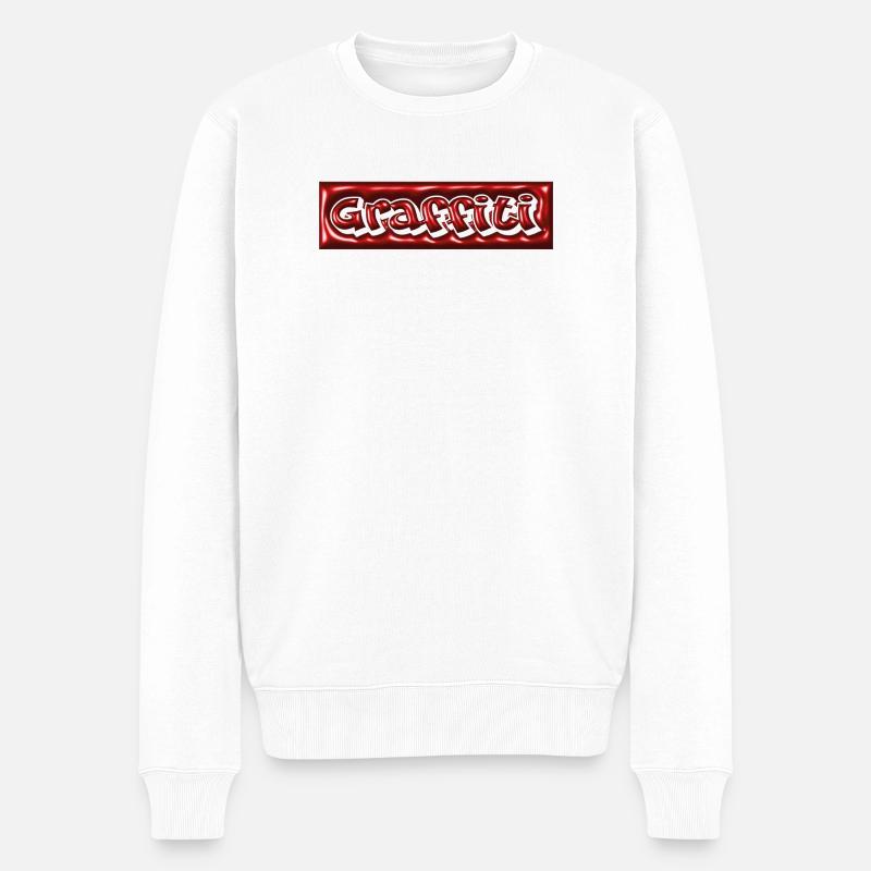 Graffiti Bubble 3D  - Männer Premium Bio Pullover - Weiß
