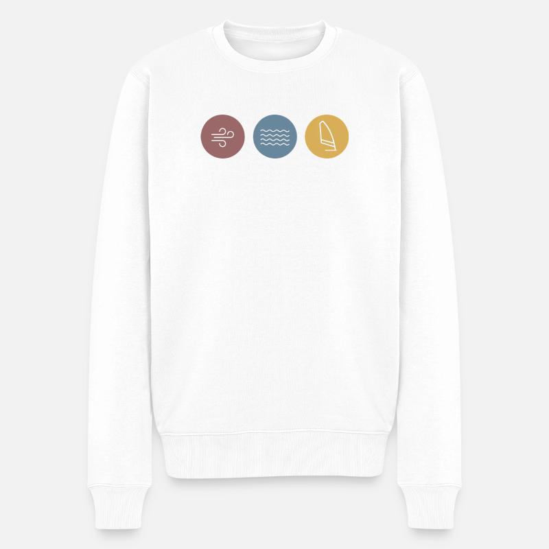 Bunte Icons Windsurfen - Männer Premium Bio Pullover - Weiß