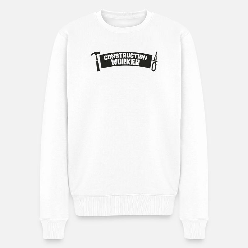 Bauarbeiter Motiv Druck - Männer Premium Bio Pullover - Weiß