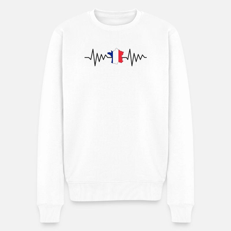 Pulsation Tricolore Frankreich – Flagge Frankreichs - Männer Premium Bio Pullover - Weiß