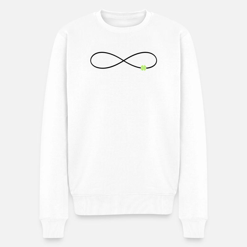 Unendlichkeitszeichen Glück Kleeblatt  - Männer Premium Bio Pullover - Weiß