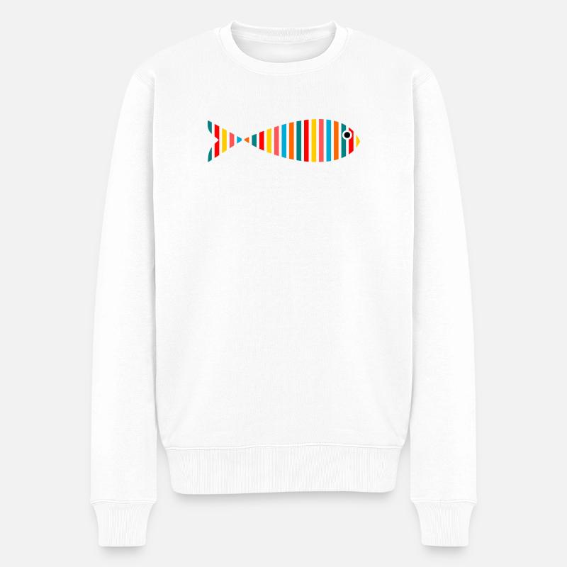 FISCH. SARDINE. FISCH. APRILFISCH. MEER - Männer Premium Bio Pullover - Weiß